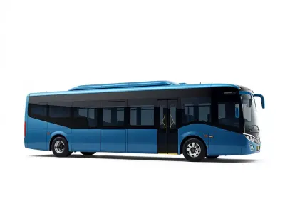 Blue Urban Bus model pack Low-poly 3D model