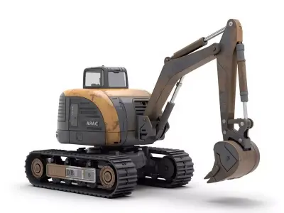 Stylized Chibi Tracked Excavator 3d Low-poly 3D model
