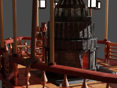 Fantasy Ship Low-poly 3D model
