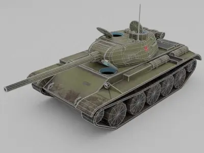 T-44 Medium Tank  Low-poly 3D model