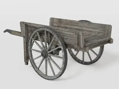 Old station wheelbarrow Low-poly 3D model