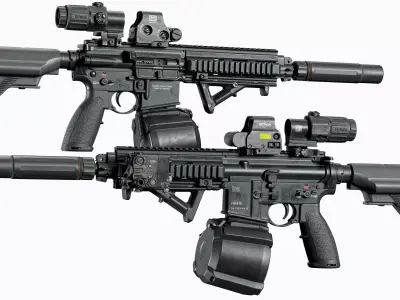 AR 15 Modular Tactical Assault Rifle HK416 Low-poly 3D model