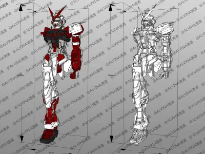 Gundam Astray Red Frame KAI Pepakura Foam Cosplay Template Low-poly 3D model