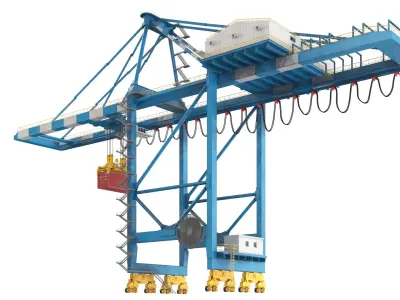 Two Detailed Gantry Rubber Tyred Cranes 3D model