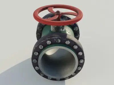 Industrial valve 3D model Low-poly 3D model