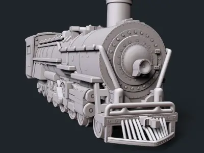 Santa Fe 3751 Steam Locomotive 3D print model