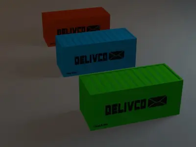 low poly container Low-poly 3D model
