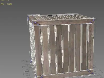Crate 4 wooden Low-poly 3D model