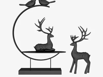 bird and deer decor Low-poly 3D model