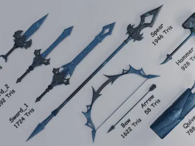 Melee Weapon Pack 01 Low-poly 3D model