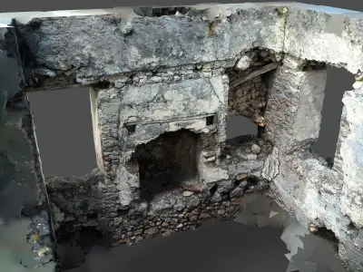 Abandoned House Ruined Part Scan - Fireplace 03 3D model