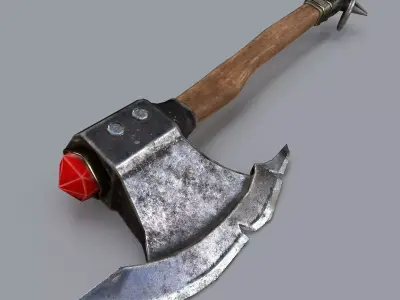 Old Dwarf axe Low-poly 3D model