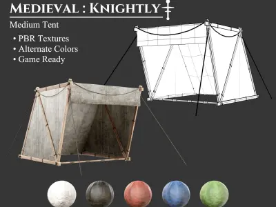 Medieval Knightly Camp Tent Medium Low-poly 3D model