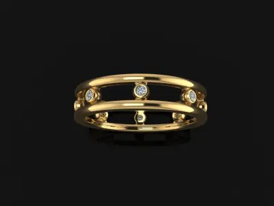 Spaced Infinity Bezel Basket Band Ring 1mm40 Diamond Size 3D print model