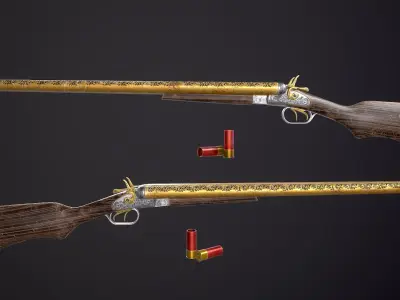 1881 Double-Barrel Shotgun  Free low-poly 3D model