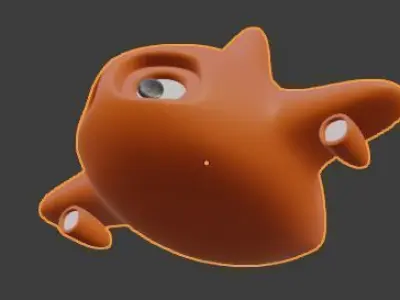 NeemoJet orange face with eyes Free low-poly 3D model