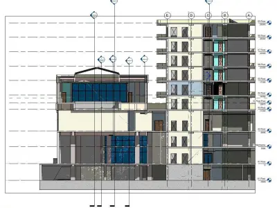 Hotel in Revit 3D model