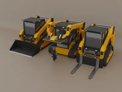 Compact Track Loader Heavy Vehicle Low-poly 3D model