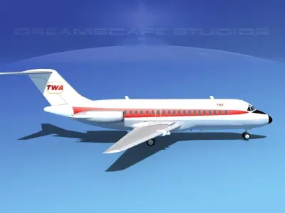 Douglas DC-9-15 TWA 1 3D model