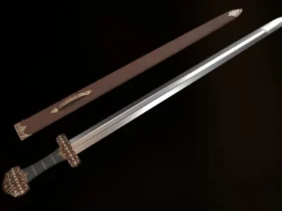 Viking Sword Complete with Sheath - PBR Low-Poly Model Low-poly 3D model