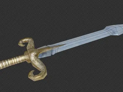 Sword medieval Low-poly 3D model