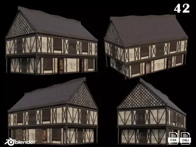 Medieval Houses 42- 4K Textures Game Ready Low-poly 3D model