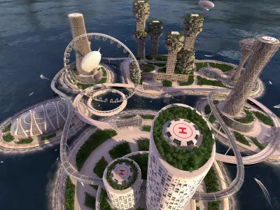 City future and Urban traffic 3D model
