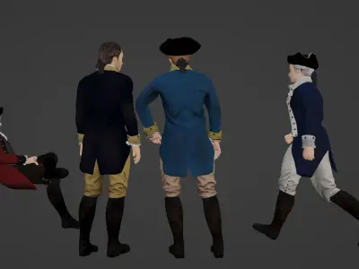 American Revolutionary General Low-poly 3D model