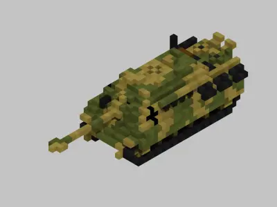 Jagdpanzer V Jagdpanther Tank Voxel Low-poly 3D model