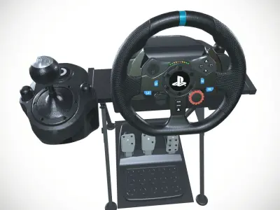 Logitech Driving Simulator with Stand Low-poly 3D model