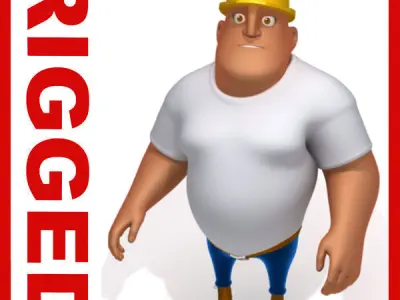 Worker Cartoon Rigged  3D model