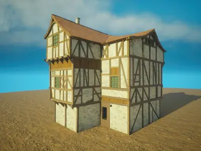 Medieval old House7-interior and exterior design Low-poly 3D model