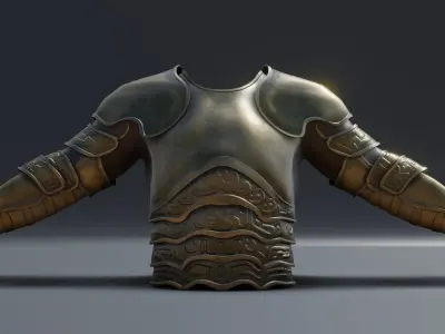 low poly battle armor Low-poly 3D model