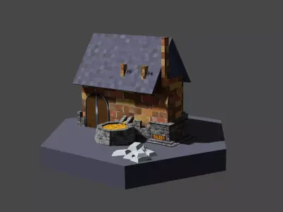 Iron work build Low-poly 3D model