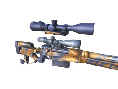 33-aw50-gun model 3d game ready model Low-poly 3D model Low-poly 3D model