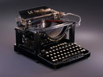 LC Smith Antique Typewriter Machine Low-poly 3D model