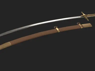 Ancient cossack saber Free low-poly 3D model
