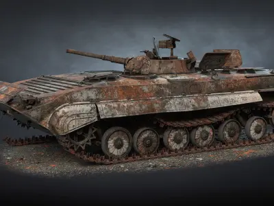 BMP-1 Destroyed Game Ready Low-poly 3D model