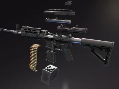 FightLite MCR Beltfed AR15 Low-poly 3D model