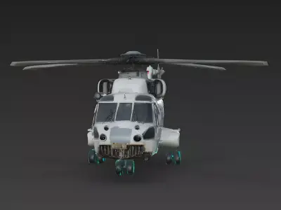 Sci-Fi Weathered Heavy Transport Helicopter 3D Model Low-poly 3D model