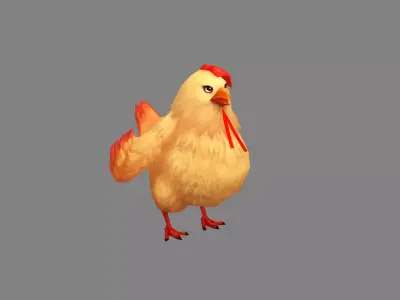 Cartoon hen Low-poly 3D model