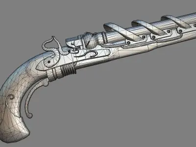 Steampunk CoilLock Pistol Low-poly 3D model