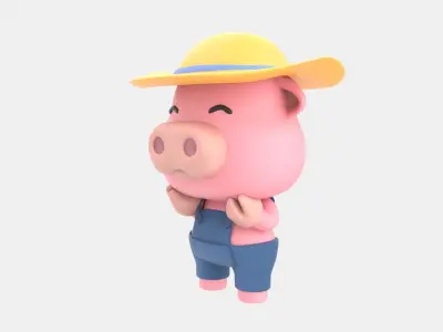 Cute Pig 3D Illustration 3D model