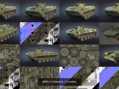 BMD-2 Collection military tank 3D Model Pack