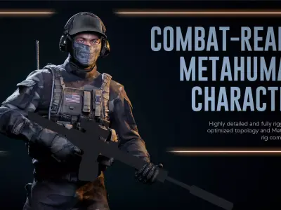 Rigged Combat-Ready Metahuman Soldier Character - 5 Colors Low-poly 3D model