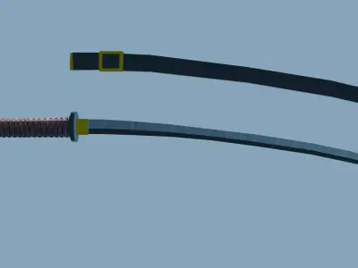Japanese Katana with Sheath Dual-Tone Blade - Game Ready Weapon 3D model