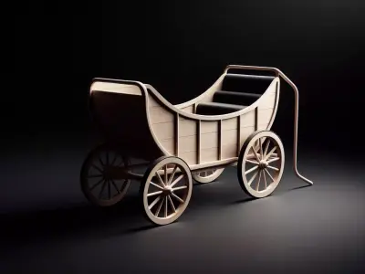 Wooden Cart 3D Printable Model 3D print model