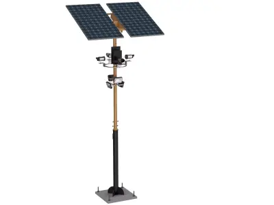 Surveillance System Pole with CCTV and Solar 3D model