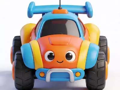 Cartoon Friendly RC Car 3D Model Low-poly 3D model
