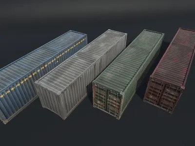 Contains shipping containers Low-poly 3D model